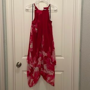 Red floral tank dress